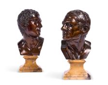 AFTER THE ANTIQUE- A PAIR OF BRONZE BUSTS OF THE BORGHESE GLADIATOR AND LYSIMACHUS