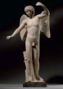 A WHITE MARBLE FIGURE OF EROS, ITALIAN, 18TH CENTURY
