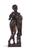 AFTER THE ANTIQUE- A BRONZE FIGURE OF A FAUN PLAYING THE FLUTE, ITALIAN, 18TH CENTURY