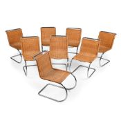 LUDWIG MIES VAN DER ROHE (GERMAN/AMERICAN, 1886-1969); EIGHT 'MR10' CHAIRS; DESIGNED 1927; C. 1970