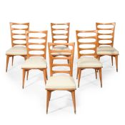 ITALIAN; SET OF SIX LADDER-BACK CHAIRS; SECOND HALF 20TH CENTURY