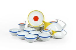 HERBERT BAYER (1900-1985); 'BAUHAUS HOMAGE' TEA SET FOR SIX; MADE BY ROSENTHAL; SECOND HALF 20TH C