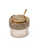 STUART DEVLIN (AUSTRALIAN, 1931-2018); MUSTARD POT AND SPOON; 1970