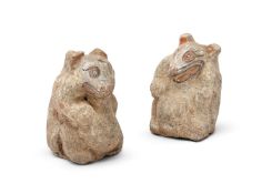 Two Chinese painted pottery models of bears