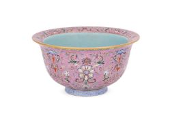 A Chinese Famille Rose pink-ground jardinière