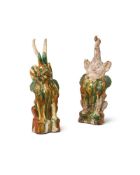 Two Chinese sancai-glazed pottery figures of earth spirits