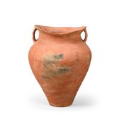 A large Chinese red pottery jar