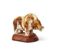 A Chinese amber and straw-glazed pottery boar