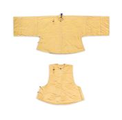 An informal Chinese short pale-yellow jacket and a matching waistcoat
