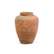 A large Chinese impressed-design red pottery jar