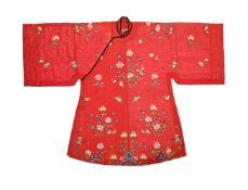 A Chinese red Ladies summer gauze robe