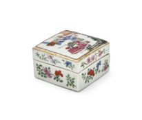 A Chinese Famille Rose square box and cover