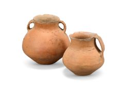 Two Chinese Neolithic twin handled jars