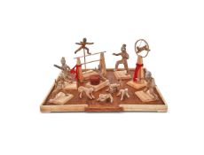 A rare group of Chinese pottery performing acrobats