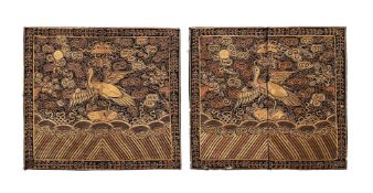 A pair of Chinese Mandarin's 5th rank civilian 'Silver Pheasant' badges