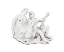 An unusual Chinese white-glazed 'European subject' group