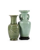 A large Chinese celadon glazed baluster vase