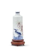A Chinese blue and white and underglazed red snuff bottle