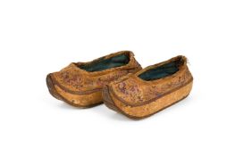 A pair of handmade Chinese silk shoes