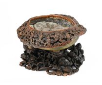 A large Chinese soapstone carved 'Eight Immortals' jardinière