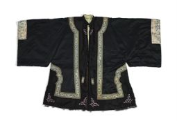 A Han Chinese Elderly Woman's front opening fur-lined jacket