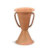 A Chinese red pottery twin-handled vase