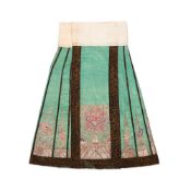 A Chinese jade green silk Han ladies semi-formal apron skirt