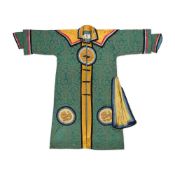 A Tibetan or Mongolian silk and brocade Ritual or Theatre dance robe