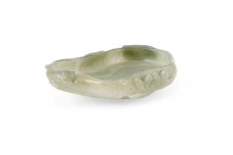 A Chinese celadon jade 'Lotus pond' washer