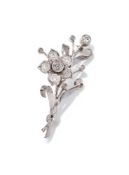 A MID 20TH CENTURY DIAMOND FLOWER BROOCH