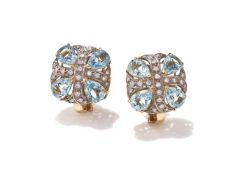 CASSANDRA GOAD, A PAIR OF AQUAMARINE AND DIAMOND EARRINGS