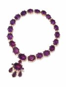 A GEORGIAN AMETHYST RIVIERE NECKLACE AND PENDANT/BROOCH
