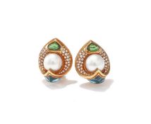 MARINA B, A PAIR OF GEM SET EARRINGS