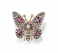 A RUBY AND DIAMOND BUTTERFLY BROOCH