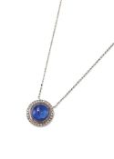 A SAPPHIRE AND DIAMOND PENDANT NECKLACE