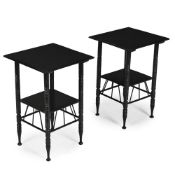 A PAIR OF AESTHETIC MOVEMENT EBONISED WALNUT OCCASIONAL TABLES, IN THE MANNER OF E. W. GODWIN