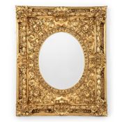 A LARGE FLORENTINE CARVED GILTWOOD AND GESSO MIRROR, LATE 19TH CENTURY