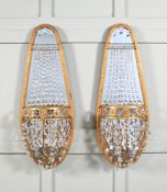 A LARGE PAIR OF ORMOLU AND CUT GLASS WALL LIGHTS, FRENCH OR RUSSIAN