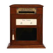 AN EDWARDIAN WALNUT AND BRASS MOUNTED LETTER BOX, CIRCA 1905