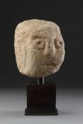A RARE SMALL ANCIENT BRITISH CELTIC BUFF COLOURED SANDSTONE HEAD, 1ST CENTURY BC-1ST CENTURY AD