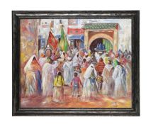 NORTH AFRICAN SCHOOL (20TH CENTURY), FIGURES IN A SOUK
