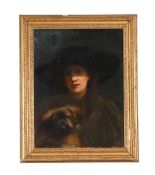 BRITISH SCHOOL (CIRCA 1900), PORTRAIT OF A LADY WITH A TIBETAN SPANIEL