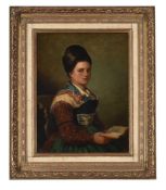CONTINENTAL SCHOOL (19TH CENTURY), PORTRAIT OF A LADY, HOLDING A BOOK