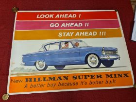 Original 1960's advertising poster Hillman Super Minx