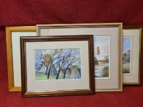 4 framed watercolours, local artist Harold Rickells