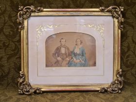Victorian gilt framed portrait couple