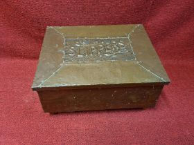 Arts & Crafts copper slipper box