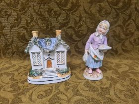 A Boehme Fairling and Staffordshire cottage moneybox