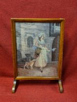 Framed tapestry fire screen