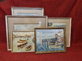 6 amateur framed watercolours by D. Ellison